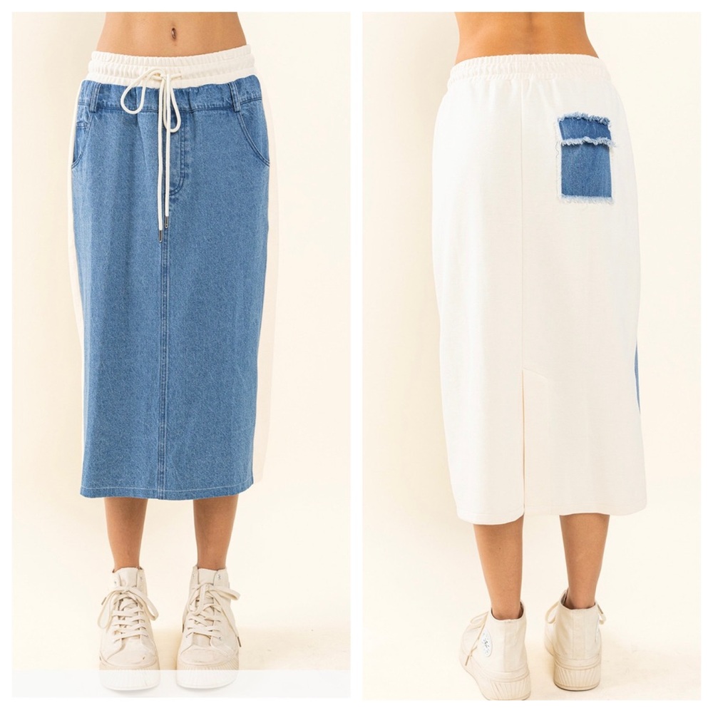 33 Denim Contrast Midi Skirt - Picture 3 of 3
